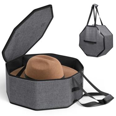 Imagem de SLEEPING LAMB Caixa de chapéu grande para armazenamento feminino, estojo de viagem dobrável de chapéu de cowboy com alças para transporte masculino e organizador de tampas de abas largas para armário,