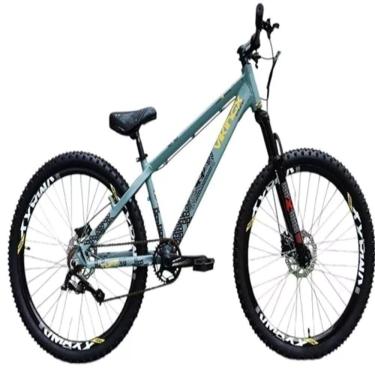 Imagem de Vikingx Tuff 30 Cinza Amarelo Whelling Single Freio Hidraulico Vmaxx Liso Com Suspenão Mecanica