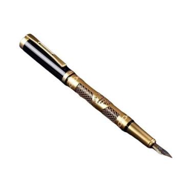 Imagem de Caneta Tinteiro Metálica Retrô - Elegante e com Tinta Substituível, Ou