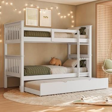 Imagem de Treliche Solteiro De Madeira Maciça Com Cama Aux Woodstore (Branco)