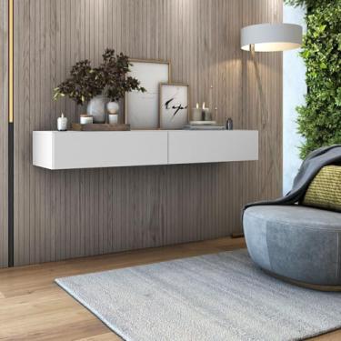 Imagem de Aparador Eros 110cm Suspenso Com 2 Gavetas Em MDF/MDP Branco Monumental Móveis