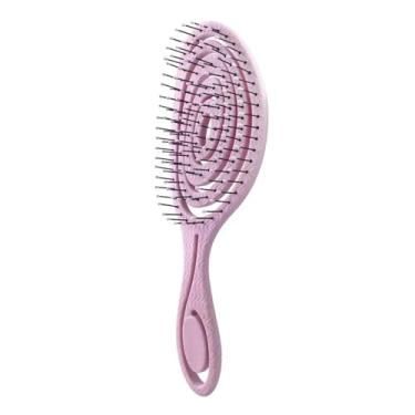 Imagem de Pente de massagem elástica Pente de cabelo emaranhado Escova de cabelo desembaraçadora Oco Escovas de cabelo cacheado molhado Pente Ferramentas de estilo de salão (rosa claro)