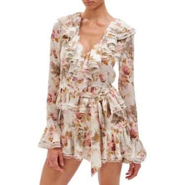 Imagem de Ronny Kobo Vestido Palmero feminino com estampa de manga comprida, Floral mudo, M