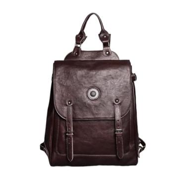 Imagem de Mochila masculina vintage de couro casual luxuosa bolsa de viagem fashion mochila ao ar livre para homens(Coffee)