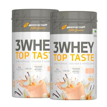 Imagem de Kit 2x - 3 Whey Top Taste 900g - Whey 3w Tasty - Bodyaction - BAUNILHA
