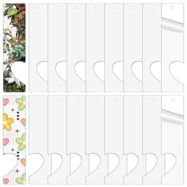 Imagem de Espaços em branco de acrílico transparente com furo 1, Retângulo com coração 16 peças