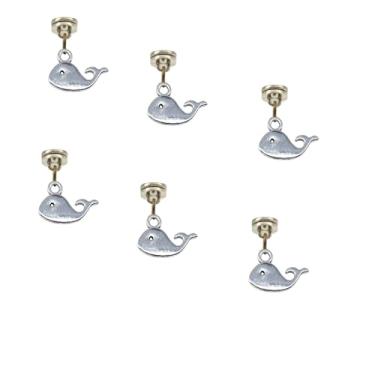 Imagem de Cabeça de dobradiça prateada decoração de casa peixe, conta-gotas de dobradiça magnética, tampas de cabeça de dobradiça magnética, topo de pino de dobradiça de porta