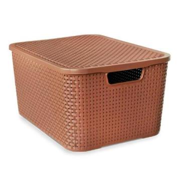 Imagem de Caixa Organizadora Rattan Multiuso 7 Litros C/ Tampa  Marrom - Arqplas