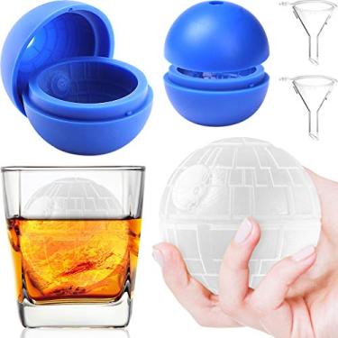 Imagem de Bandeja de silicone JTW Star Wars Death Star Cubo de gelo, moldes de chocolate Star Wars, moldes de gelo Star Wars para uísque ou coquetéis, reutilizável e livre de BPA (pacote com 2)