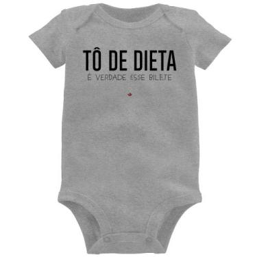 Imagem de Body Bebê Tô de dieta, é verdade esse bilete - Foca na Moda, Cinza, M
