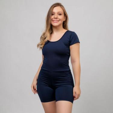 Imagem de Maiô de Hidroginástica de perninha Macaquinho Natação Com Bojo Proteçã