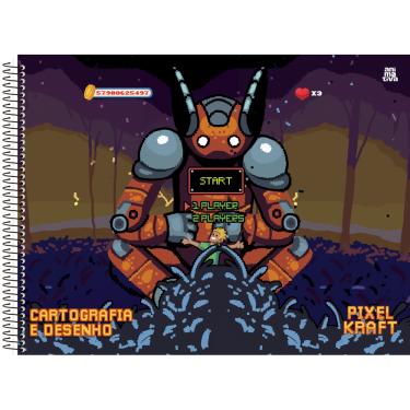 Imagem de Caderno Desenho 60 Folhas Pixel Kraft  Animativa 3609