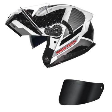 Imagem de Capacete Race Tech Signal Gear Preto e Branco Mais Viseira Fumê