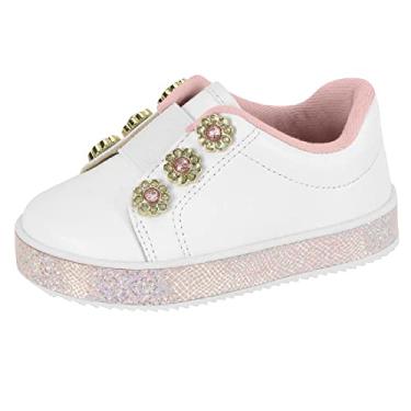 Imagem de Tênis Infantil Molekinha Baby Rosa ou Branco Flores 2131120 Cor:Branco;Genero:Feminino;Tamanho:20