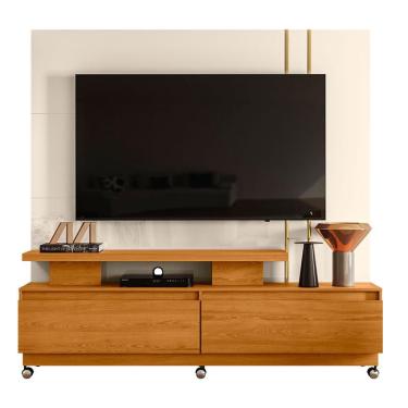 Imagem de Estante Home Theater New Apolo com Rodízios Cinamomo Off White – Madetec