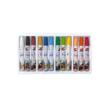 Imagem de Giz De Cera Pastel Oleoso vmp Escrita Macia 12 Cores Vivas