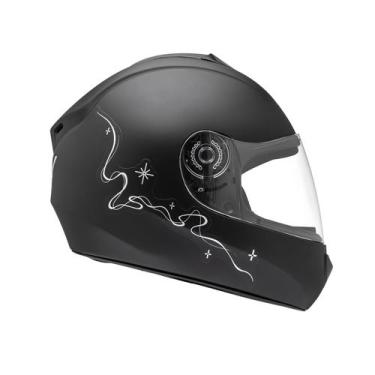 Imagem de Capacete Moto Infantil Criança Fly Young Belle, Preto Fosco e Prata, 5