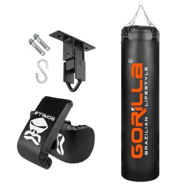 Imagem de Saco De Pancada 180 Cm + Luva + Suporte Teto - Gorilla Cor: Preto