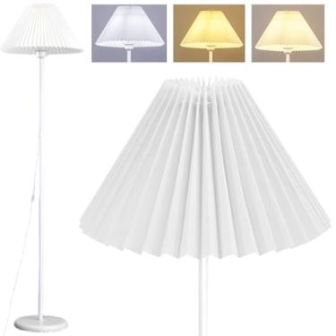 Imagem de Gimpo, Luminária Piso Chão Coluna 148cm Metal Cúpula Plissada Gimpo KJTD-720 Cor:Branco