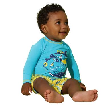 Imagem de Conjunto Praia Bebê Proteção UV Tubarão Amarelo Everly