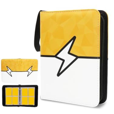 Imagem de Fichário de cartão joia porta-cartões de álbum porta-cartões colecionáveis zíper poligonal abstrato fichário para coleção (amarelo, 400 bolsos)