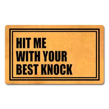 Imagem de MELODADDY Capacho engraçado de boas-vindas para entrada interna 45,7 cm (L) x 76,2 cm (C) Tapete para entrada interior Hello Mats para porta da frente Tapete de presente de aquecimento de casa Tapete