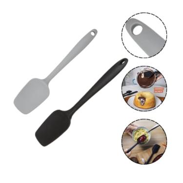 Imagem de Kit 2 Colheres De Arroz Silicone Maciço Não Riscam Panelas Espátula(Cinza + Preta)