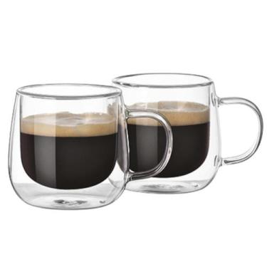 Imagem de Xícara de Café Vidro Duplo Borosilicato 80ml Kit 2 Unidades - Majestic