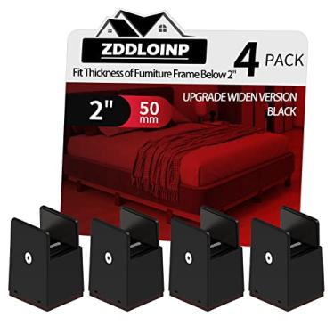 Imagem de Pacote com 4 peças de elevação para cama com braçadeira de parafuso ajustável, espessura de encaixe de moldura de móveis de 0 a 5 cm, elevação em alturas de 5 cm para elevação de sofá, mesa, gabinete, mesa de cabeceira, preto