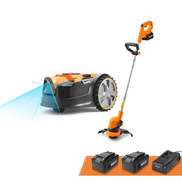 Imagem de LawnMaster Robô Cortador De Grama Ocumow Com Kit Combinado De Aparador De Grama Sem Fio De 24 V Max De 10" Com Perímetro Sem Fio Para Quintais Pequenos De 2.000 A 4.000 Pés Quadrados, Navegação Ópt