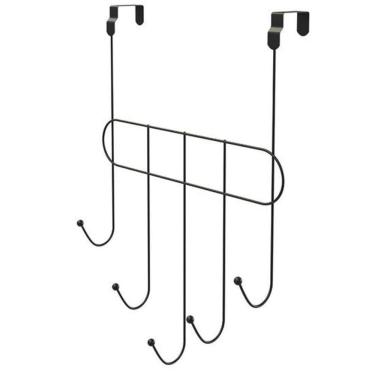 Imagem de Cabide Multiuso De Porta 5 Ganchos - Stolf Preto