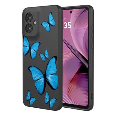 Imagem de KOARWVC Capa de celular para Moto G55, capa para Motorola G55, design de padrão de borboleta, fina, protetora, macia, amortecedora, TPU para Motorola Moto G55, borboleta preta