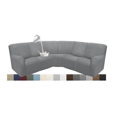 Imagem de ROFASVCO Capas de sofá para sofá secional reclinável em forma de L, à prova d'água, lavável, capa de sofá reclinável de canto elástico (capa de 5 lugares, cinza claro)