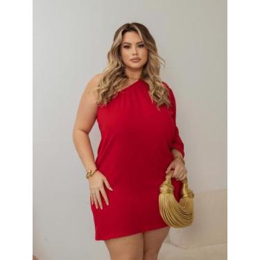 Imagem de Vestido Curto Plus Size Feminino Mula Manca Casual Ajustável Ao Corpo 