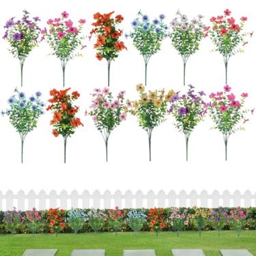 Imagem de Flores falsas ao ar livre, flores externas artificiais - Facos de flores falsas reais resistentes a UV - Adeços de decoração de plantas artificiais para o quintal de festas de casamento.