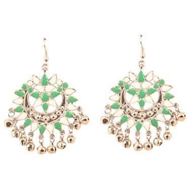 Imagem de Touchstone "Tribal Bohemian Chic" indiano Bollywood Chand Moon Shape Meenakari esmalte afegão lindo design cigano joias brincos em tom de prata antigo para mulheres.