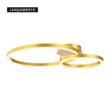 Imagem de Plafon Holly 2 Argolas Com Cristal Ø30xø50cm - Dourado