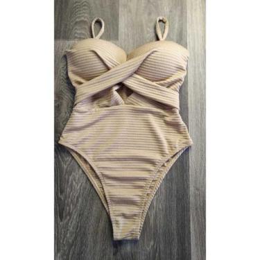 Imagem de Body Maiô Feminino Elegante Moda Praia Feminino Verão - Betanqur, Bege