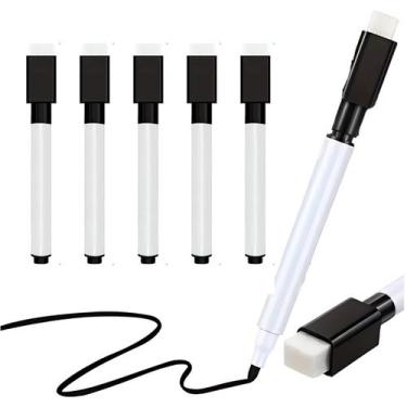 Imagem de Kit 5 Marcadores Preto Com Apagador E Imã Quadro Branco - Sky