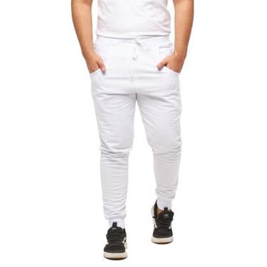 Imagem de Calça De Moletom Masculina Slim Skinny Sport Luxo - Konoa, Branco, XP,