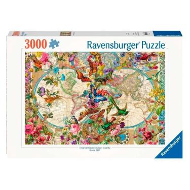 Imagem de Puzzle 3000 peças Mapa-Múndi Flores e Fauna - Importado - Ravensburger