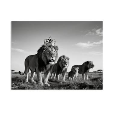 Imagem de Arte de parede em tela da família leão selvagem leoa e filhote impressões de imagens de animais selvagens africanas para decoração de quarto de escritório 40 x 30 cm (16 x 12 pol) sem moldura
