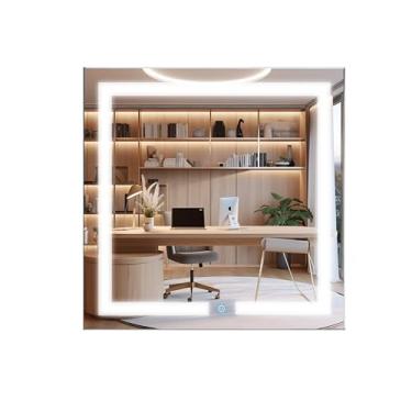 Imagem de Espelho Quadrado 60cm Iluminado Decorativo Com 3 Leds Touch Screen