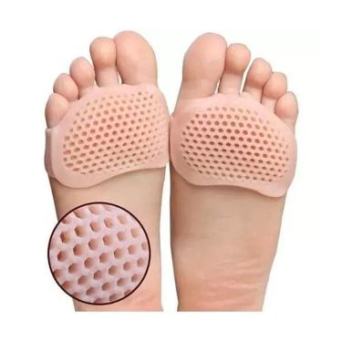 Imagem de Kit Par Meia Palmilha Ortopédica Protetor Para Os Pés Almofada Silicone Gel Tiptoe Bege