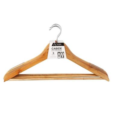 Imagem de Cabide De Madeira Natural Com 3 Unidades - Acasa