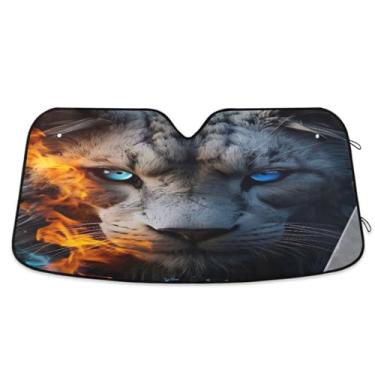 Imagem de Fierce Beasts tema gelo e fogo bloqueador solar de carro blocos de para-brisa raios UV janela frontal carro sombra solar pequeno