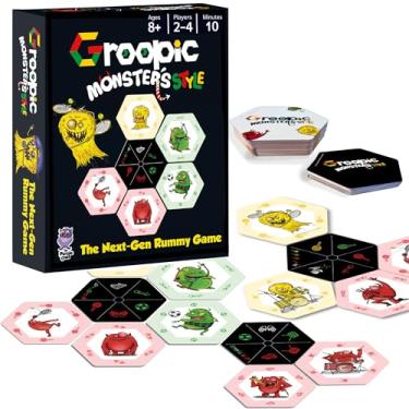 Imagem de Groopic Monster's Style - A Fun Twist on The Beloved Rummy Game. Board Games for Family Night, Card Games for Kids 8-12 & Families, Innovative Rummy Card Game Set, Tile Games for Families, Ages 8+