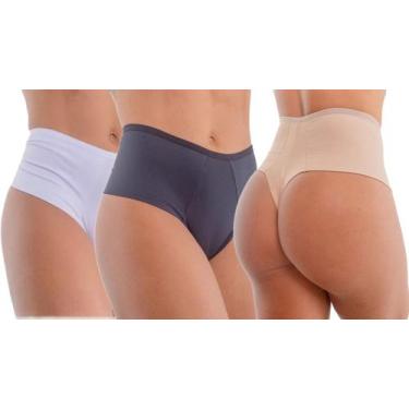 Imagem de Kit 5 Calcinhas Fio Duplo Conforto Pala Dupla Conforto Cintura Alta Ta