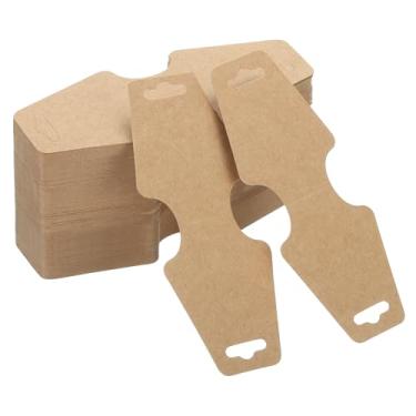 Imagem de PATIKIL Cartões de exibição de colar e pulseira, 200 peças, porta-cartões em branco, embalagem de joias para pendurar colares, gargantilhas, brincos, acessórios de faixa de cabelo (marrom, 12 x 5 cm)