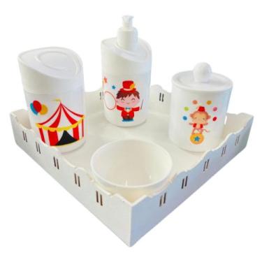 Imagem de Kit Higiene Baby Circo Menino c/bandeja em MDF - Dóia Kids, Quadrada B